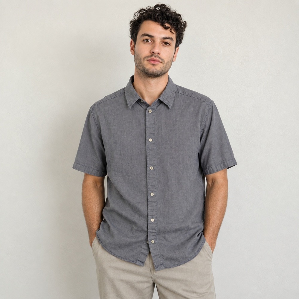Outlier Mojave Pivot Shirt Mens Medium Gray Cotton Button Up Minimalist Techwear